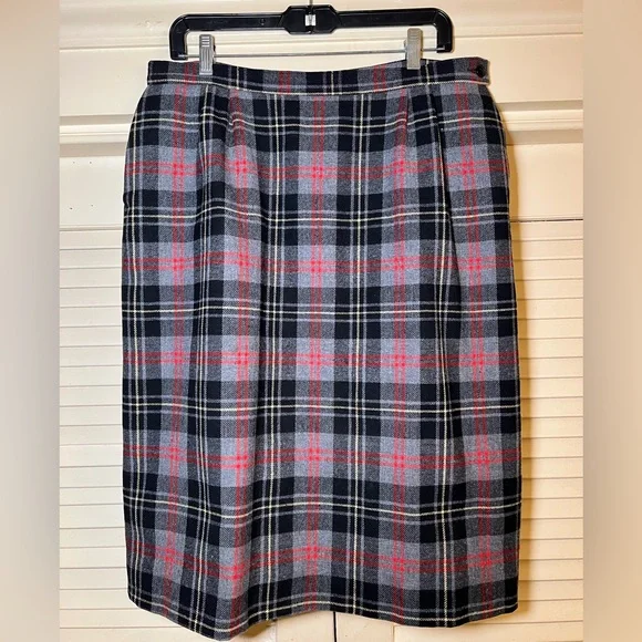Vintage Pendleton Wool Tartan Plaid Pencil Skirt size 16 DarkAcademia Twee Prep - Picture 8 of 12